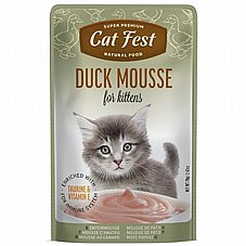 Cat Fest קט פסט 70 גרם מזון רטוב (פאוץ) לחתולים גורים בטעם מוס ברווז