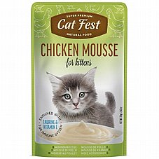 Cat Fest קט פסט 70 גרם מזון רטוב (פאוץ) לחתולים גורים בטעם מוס עוף