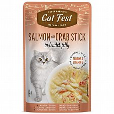 Cat Fest קט פסט 70 גרם מזון רטוב (פאוץ) לחתולים בטעם פילה סלמון עם סורימי טבעי