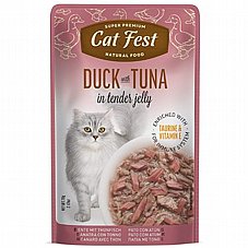 Cat Fest קט פסט 70 גרם מזון רטוב (פאוץ) לחתולים בטעם פילה ברווז עם טונה טבעי