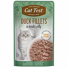 Cat Fest קט פסט 70 גרם מזון רטוב (פאוץ) לחתולים בטעם פילה ברווז טבעי