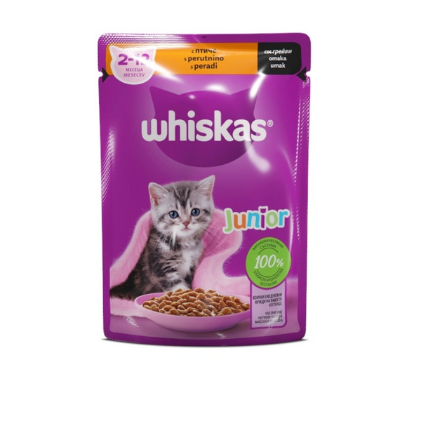 פאוץ לחתול ויסקאס לגורים בטעם עוף 85 גרם