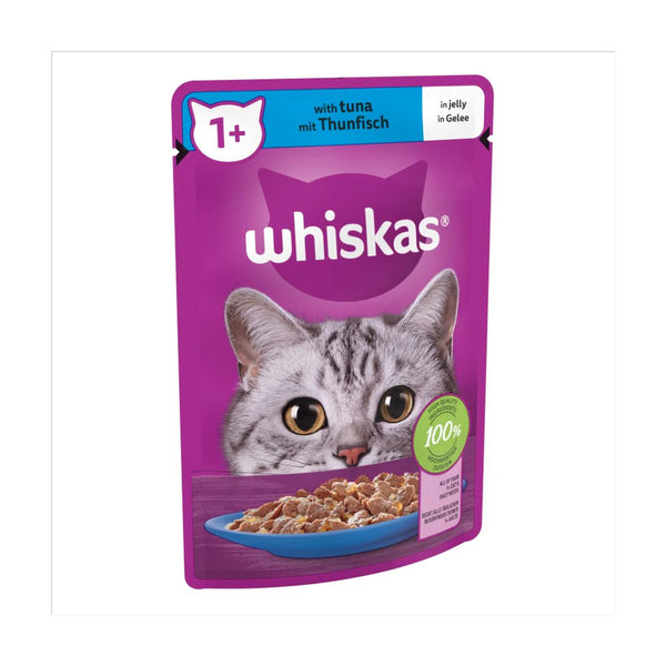 Whiskas Adult Wet Cat Food Pouches Tuna in Jelly 85g