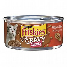 Friskies פריסקיז 156 גרם מזון רטוב לחתולים אקסטרה רוטב נתחי עוף