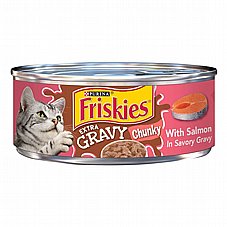 Friskies פריסקיז 156 גרם מזון רטוב לחתולים אקסטרה רוטב נתחי סלמון