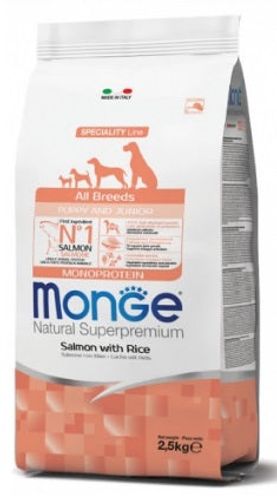 מונג' גור סלמון ואורז לכל הגזעים מזון לכלב Monge במשקל 2.5 ק"ג