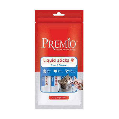 פרמיו דליקט שלוקים 56 גרם לחתול עם טונה וסלמון - premio Liquid sticks