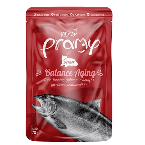פאוץ פראמי סניור טונה וסלמון בג’לי 70 גרם