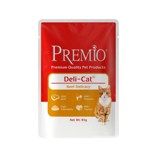 פרמיו דלי-קט פאוצים לחתולים בטעם בקר - premio