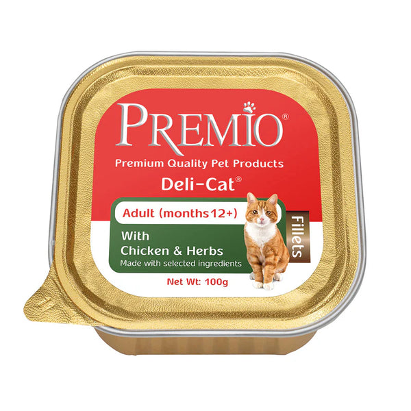 premio מעדן נתחוני עוף לחתול 100 גרם