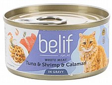 Belif בליף 80 גרם מזון רטוב (מעדן) לחתול בטעם טונה שרימפס וקלמרי ברוטב