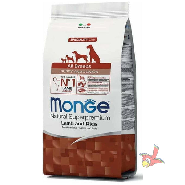 מזון יבש לגורי כלבים כבש ואורז 12 ק''ג | Monge Puppy & Junior Lamb & Rice