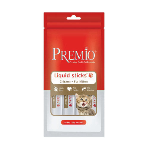 פרמיו דליקט שלוקים 56 גרם לגור חתול עם עוף - premio Liquid sticks