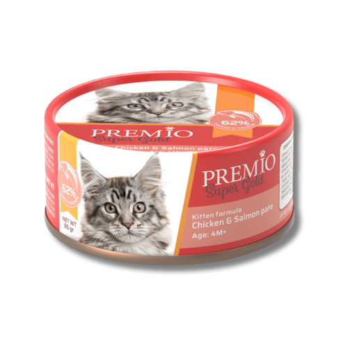 פרמיו סופר גולד מעדן פטה עוף וסלמון לגור חתול קיטן 85 גרם
