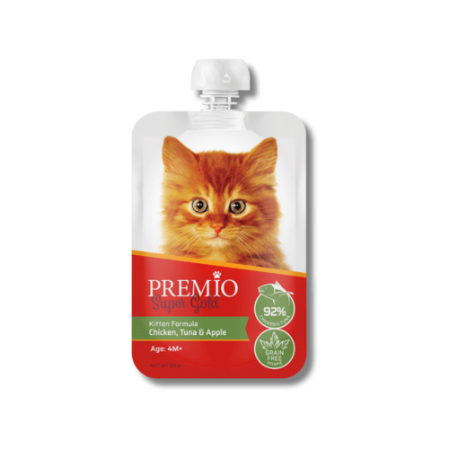 פרמיו מחית בשר עוף, טונה ותפוח לחתלתול 90 גרם